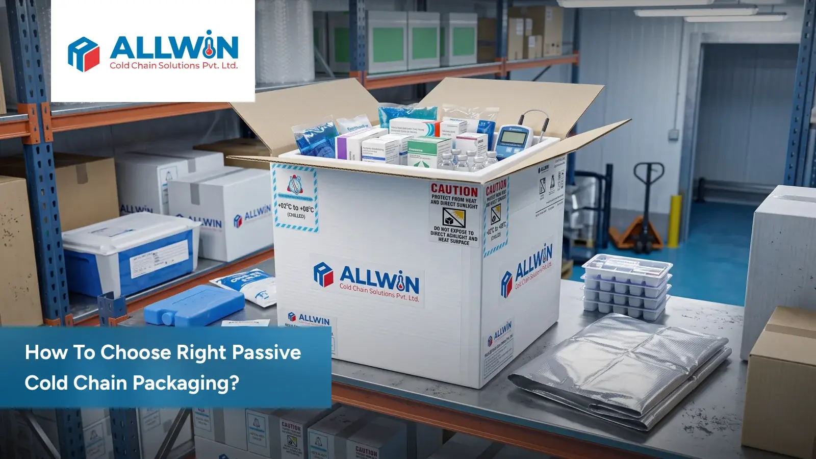 Insulated passive cold chain packaging box with cooling elements